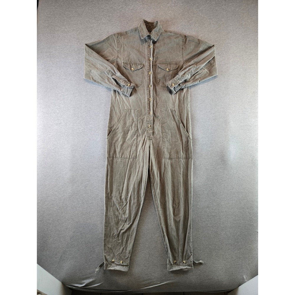 Vintage Banana Republic Safari Jumpsuit Womens S Beige Cotton Utility Boiler 80s - Picture 4 of 13